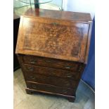 A walnut bureau, 61cm wide