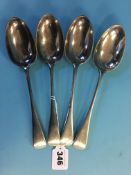 Set of four silver table spoons. Weight 10.3oz/321 grams