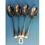 Set of four silver table spoons. Weight 10.3oz/321 grams