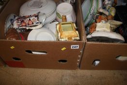 3 boxes of china and glass, including vases, plates etc.