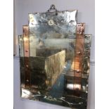 An Art Deco two colour etched glass mirror, 74cm x 58cm