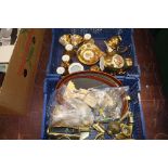 Four trays to include various animals, brassware, tea wares etc.