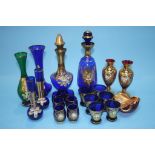 Collection of Continental coloured glassware, decorated with enamels