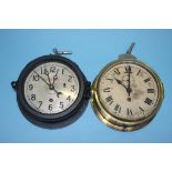 A circa 1940s Chelsea Clock, 'Company Boston' and a Ship's clock in a brass case (2)
