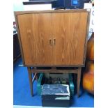 A Danish teak two door cocktail cabinet, 84cm wide x 127cm high