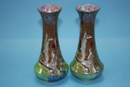 A pair of Wilton Ware lustre spill vases, number 5403. 19cm high