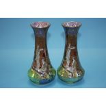 A pair of Wilton Ware lustre spill vases, number 5403. 19cm high