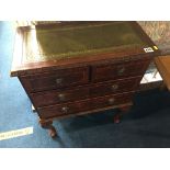 Reproduction mahogany chest of drawers, with inset leather top