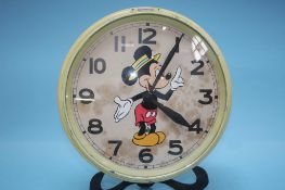 A 1950s German 'Mickey Mouse' wall clock