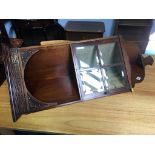 An Edwardian mahogany hanging corner unit, 44cm wide x 108cm long