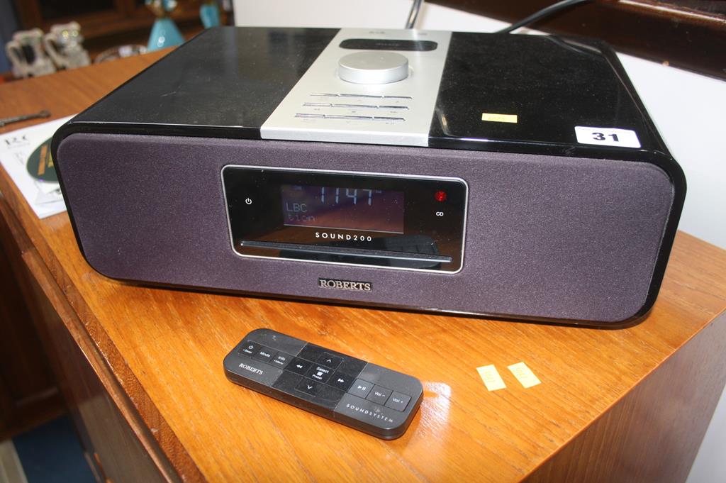 A Roberts DAB 'Sound 200' radio, with remote