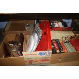 5 boxes of books, CDs, Lotto games etc.