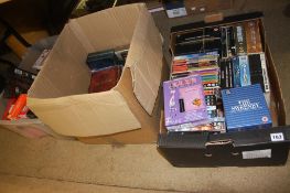 Three boxes of DVDs