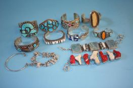 A Collection of Sterling silver and other bangles and bracelets