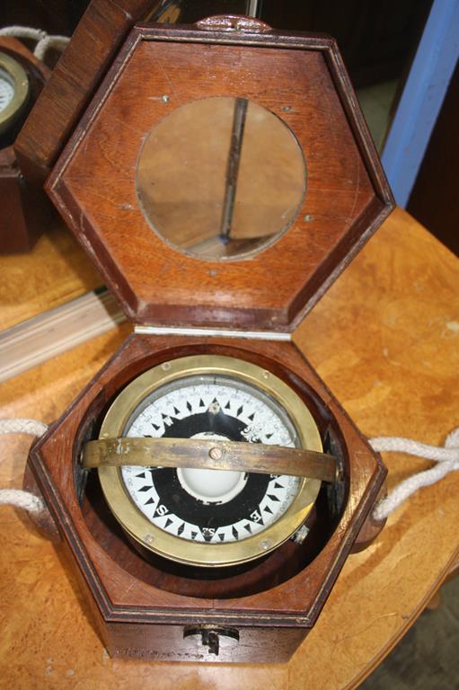 A gimbled Ship's compass, in an octagonal case