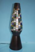 A modern lamp with colourful leaded glass squares