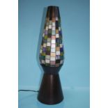 A modern lamp with colourful leaded glass squares