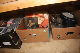4 boxes of CDs, LPs, games and china