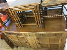 Oak sideboard, two nests of tables