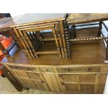 Oak sideboard, two nests of tables