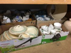 Four boxes of assorted china including a childs T-Set