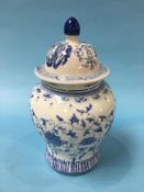 A modern blue and white Chinese vase