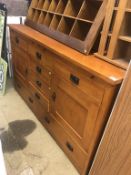 Modern oak sideboard, CD stand and pigeon holes