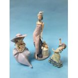 Two Lladro figurines (boxed) and one a/f