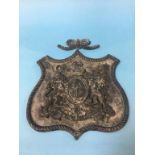 A late 19th century leaded wall mounted Royal Coat of Arms