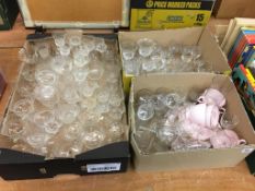 Three boxes of glass ware