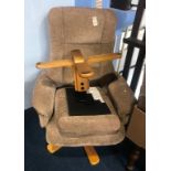 Beige swivel chair and footstool