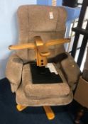 Beige swivel chair and footstool