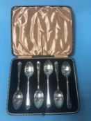 Cased set of six Golfing tea spoons
