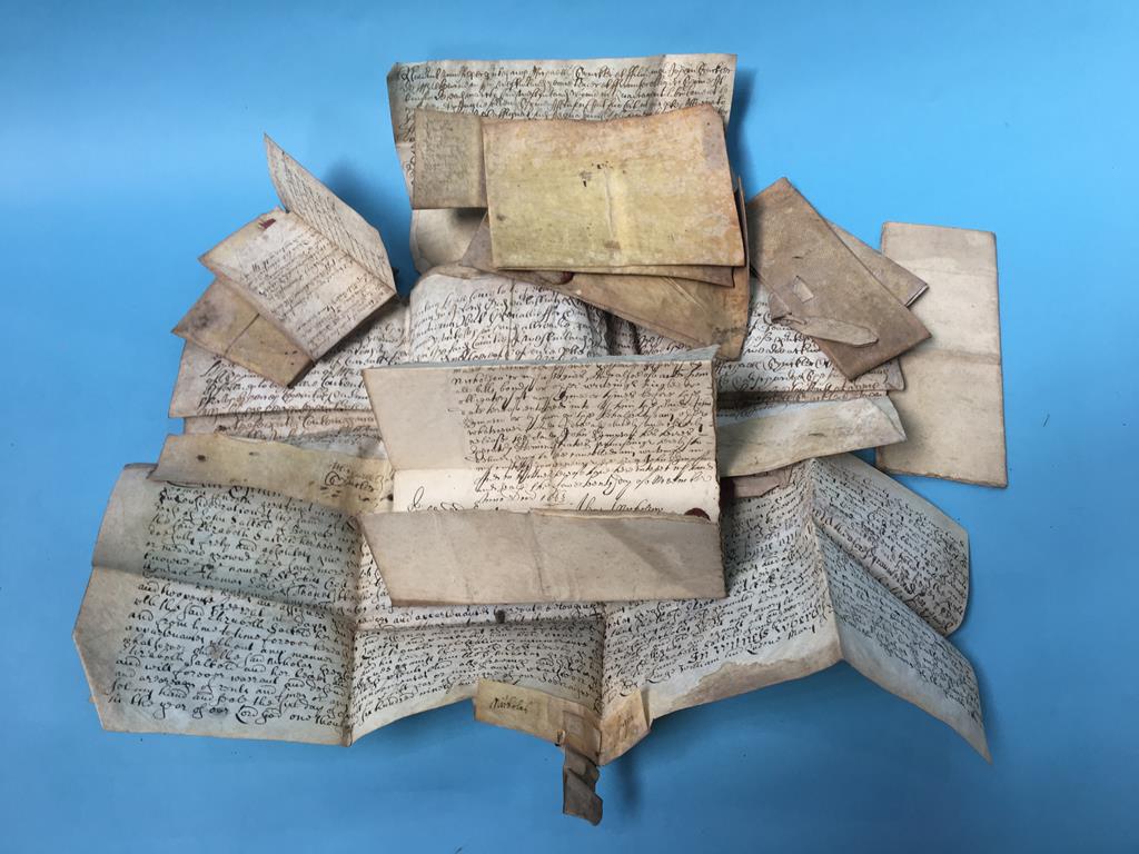 Quantity of 17th century indentures and other documents