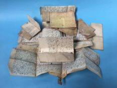 Quantity of 17th century indentures and other documents