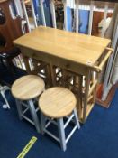 Four stools and a drop end table