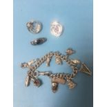 Silver charm bracelet etc.