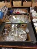 Three trays including silver plate and cut glass