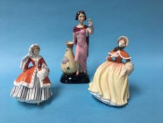 A Kevin Francis 'Charlotte Rhead' figure and two Royal Doulton Ladies