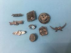 Collection of silver brooches etc.