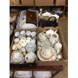 Four trays of assorted china and glass