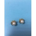 Pair of 18ct pearl mounted earrings