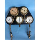 A set of six wall mounted Ships Pressure gauges