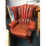 Red leather armchair