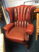 Red leather armchair