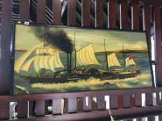 A.S. Duncan, oil, signed, 'The Great Western' (Paddlesteamer), 50 x 111cm