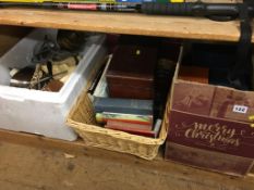 Shelf of assorted, books etc.