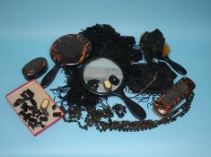 Tortoise shell brush set, beadwork shawl etc.