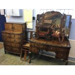 Walnut dressing table and a walnut tallboy