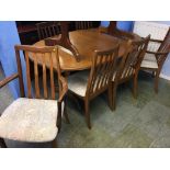 A G Plan teak dining table and six chairs